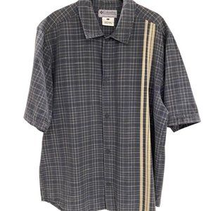 Columbia Convest Shirt Mens Large Grey Plaid Button Up Plaid Short‎ Sleeves